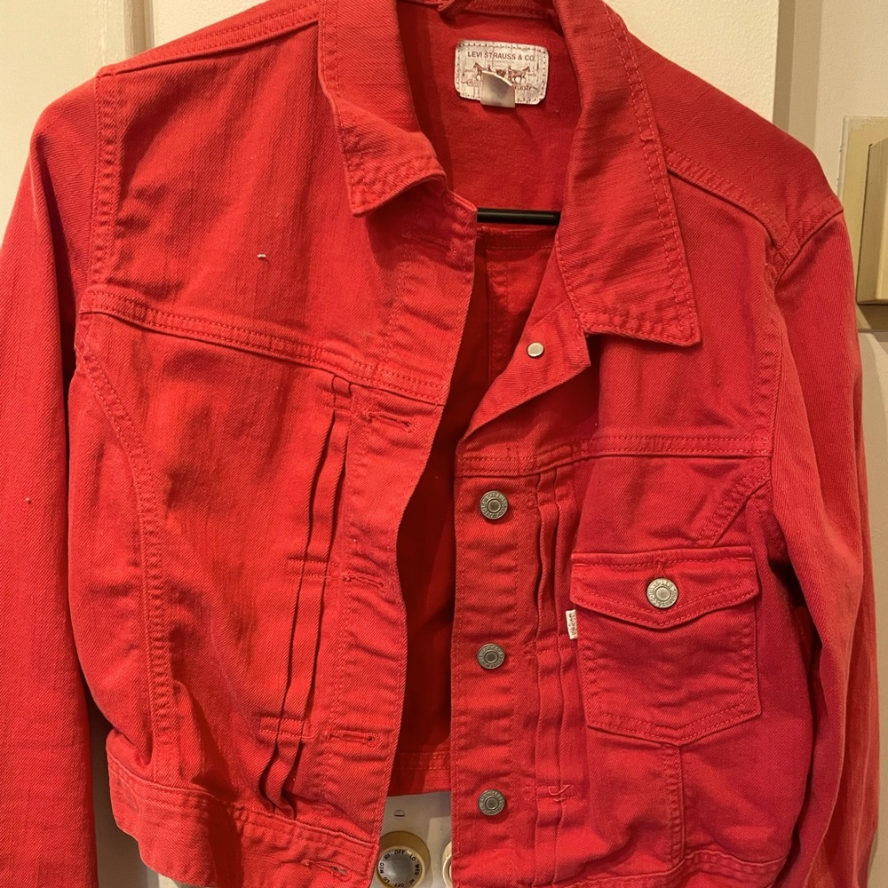 Red denim Levi’s jacket